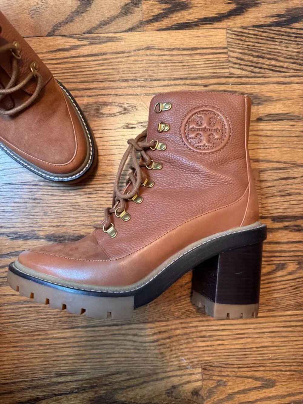 tory Burch Miller Mixed-Materials Lug Sole Boot Size 8.5